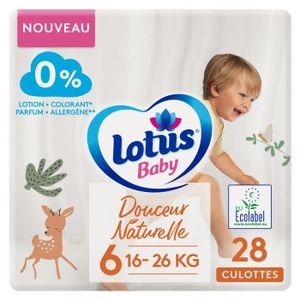 COUCHE Couches culottes bébé LOTUS - Taille 6 - Douceur naturelle - Lot de 28