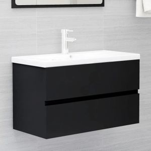 MEUBLE SOUS-ÉVIER Pwshymi-Armoire d'évier avec lavabo intégré Noir Aggloméré-X16644