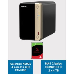 SERVEUR STOCKAGE - NAS  QNAP TS-264 8GB Serveur NAS 2 baies IRONWOLF 8To (2x4To)