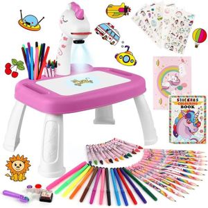 KIT DE DESSIN Projecteur de dessin avec 72 motifs Fournitures de dessin et de peinture pour enfants avec stylos, crayons, crayons de couleur, 150