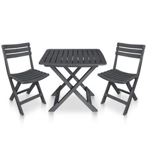Ensemble table et chaise de jardin Mobilier de bistro pliable 3 pcs Plastique Anthracite  233649