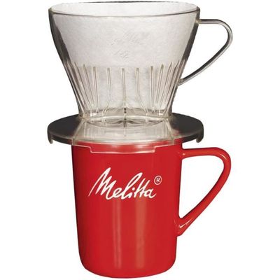 1 Porte-filtre de Taille 1x4 Pour Over 2 Mugs en Porcelaine Melitta Kit de Filtration Manuelle 290 ml Transparent 5 Filtres à Café 1x4 