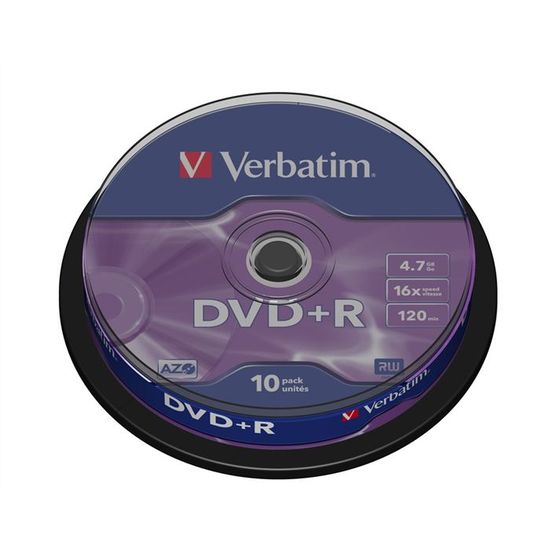 Lot de 10 DVD+R VERBATIM 4,7Go x16