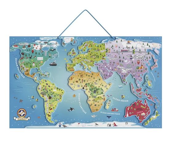 Puzzle en bois - Carte du monde - 76 x 45 cm - Jeu éducatif ...