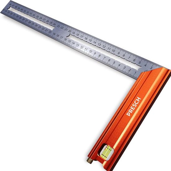 Presch Équerre de Menuisier 350mm - Grande - Avec jauge (35cm), niveau ...