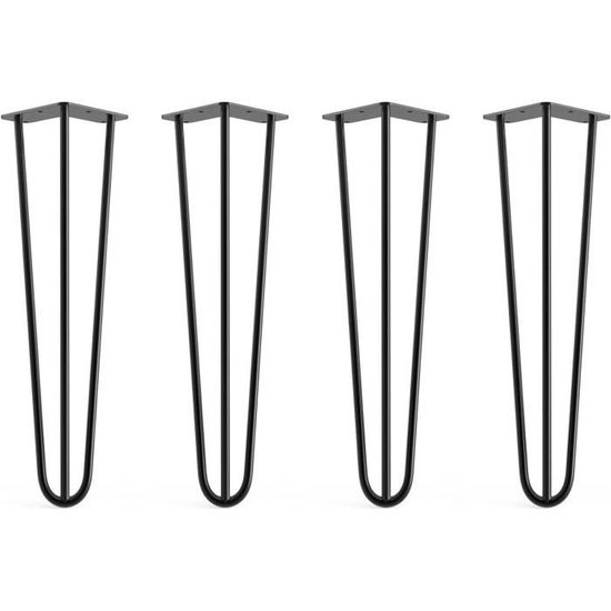 Kit De 4 Pieds De Table En Épingle à Cheveux 86.3 Cm | Avec 3 Tubes De Raccord - Argent
