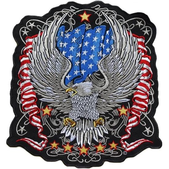 Chemise Patriotique Manches Courtes Biker Club, Motifs Aigle Et Drapeau Américain, Taille M