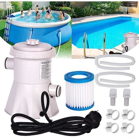 Pompe Filtration Piscine Hors Sol 330 GPH - Avec 2 Cartouches Filtres Pour Pataugeoire Ou Petit Bassin