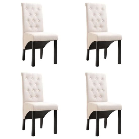 Lot de 4 Chaise de salle à manger - Scandinave - Crème Tissu