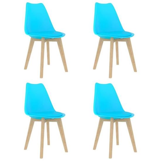 17379Haut de gamme® Lot de 4 Chaises de salle à manger - Chaise à dîner - Robustes et Résistantes - Bleu Plastique