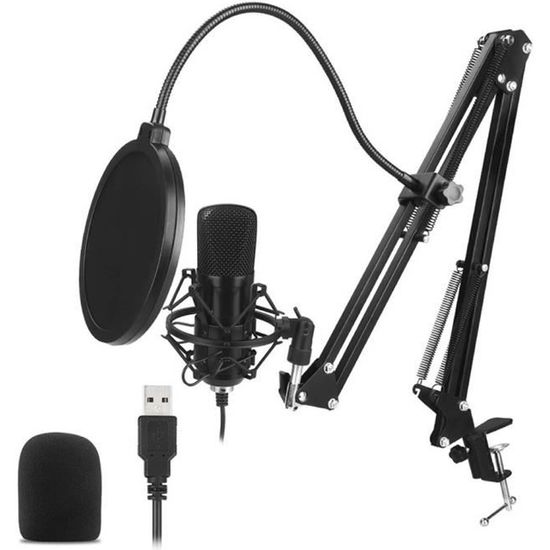 Enregistrement Professionnel de Podcasting Studio ASHINER Microphone à Condensateur Kit Microphone cardioïde pour Youtube Blanc 