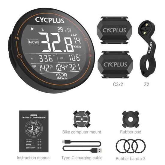 YSFMODE-Compteur Vélo GPS Bluetooth/Ant+,70+ Données,Affichage Personnalisé,Cyclisme Intérieur/Extérieur Extérieur - Sport