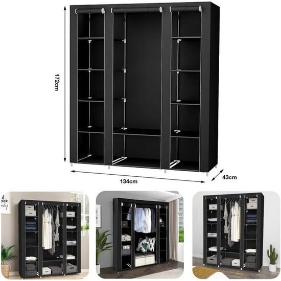 LANTUS Armoire de Rangement Garde-Robe Pliable en Tissu intissé Garde-Robe Penderies pour Chambre d'adulte-Portable Garde-Robe Armoire Étagères Vêtements (167 * 45 * 170cm LANTUS Armoire de Rangement Garde-Robe Pliable en Tissu intissé Garde-Robe Penderies pour Chambre d'adulte-Portable Garde-Robe Armoire Étagères Vêtements (167 * 45 * 170cm
