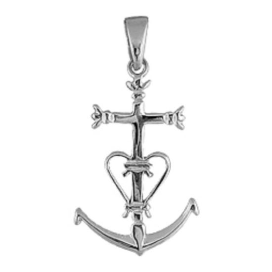 Pendentif Croix Camarguaise En Argent 925/1000 - 3.5 Cm (4 Cm Avec Anneau) - Bijou Français Poinçonné
