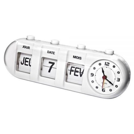 Réveil avec calendrier flip flap - style vintage - blanc - Cdiscount Maison