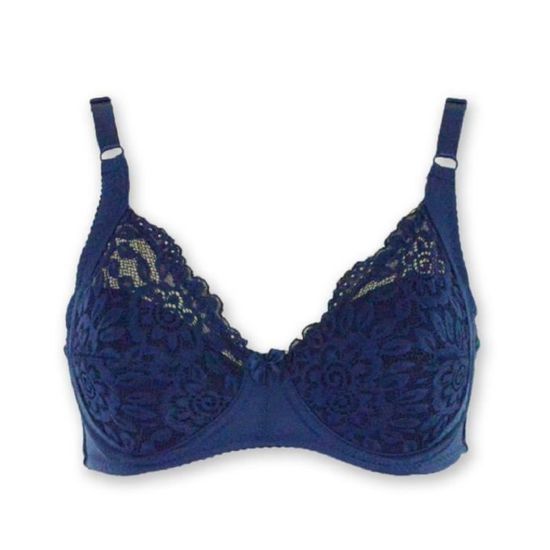 Soutien-gorge 105D Sans Armatures - Bleu à Pois, Fermeture Avant, Coton, Neuf