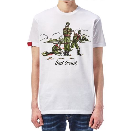 T-shirt en coton à logo imprimé DSquared² pour homme en coloris Blanc Homme Vêtements T-shirts T-shirts à manches courtes 