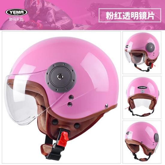 Casque de moto en cuir demi-visage ouvert pour adulte,casque de moto