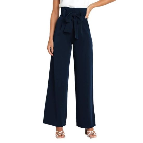 Pantalon Femme Taille Haute - Modèle Ample Et élégant Pour Le Bureau, Sortie Ou Détente - Coupe Fluide Et Confortable