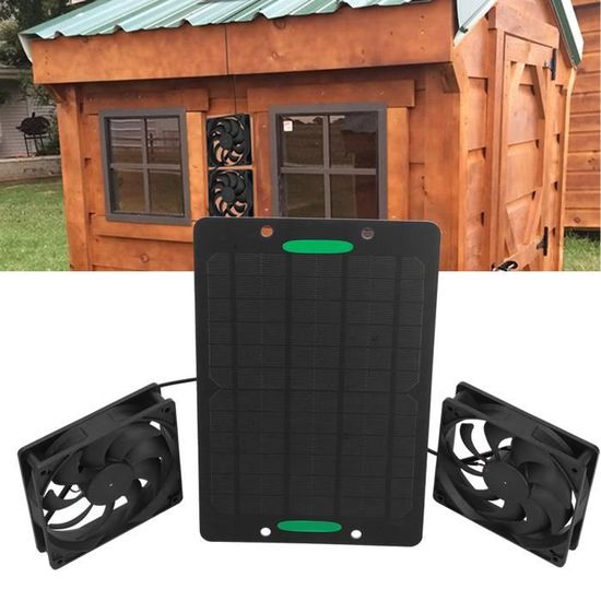 Ventilateur Solaire Extérieur 20W – Panneau Solaire + Câble 3m + Support Réglable, Pour Serre, Poulailler, Garage, Jardin
