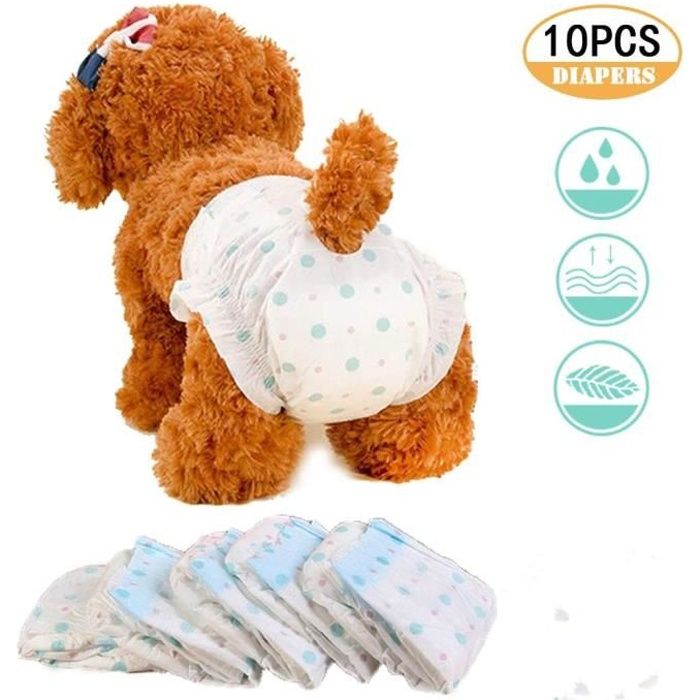 Couches Jetables pour Chiens Super Absorbantes Femelle Couches pour Chien Incontinents Pantalon Sanitaire pour Chiens et Chats S