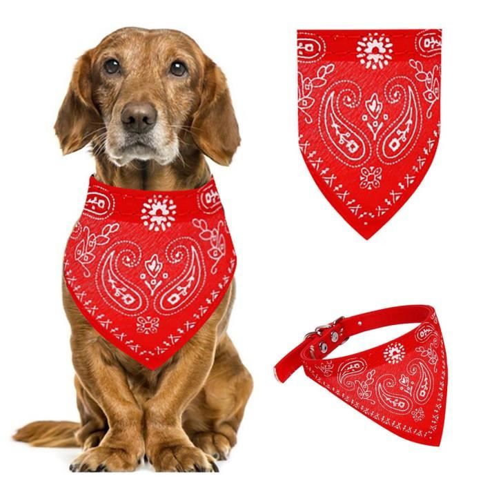 Exquise boucle réglable chien chiot colliers pour animaux de compagnie chien Bandana foulard foulards -rouge -XS