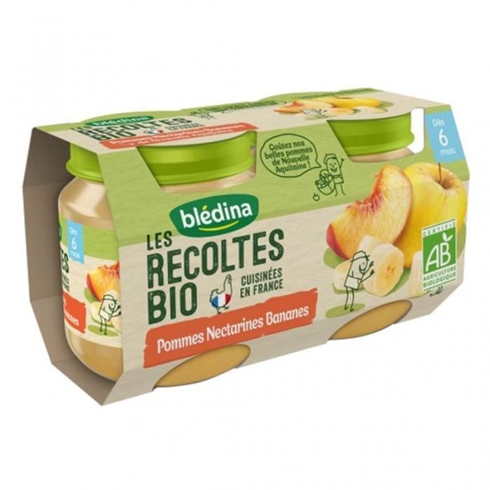 Blédina Les Récoltes Bio Pommes Nectarines Bananes (dès 6 mois) par 2 pots de 130g (lot de 8)