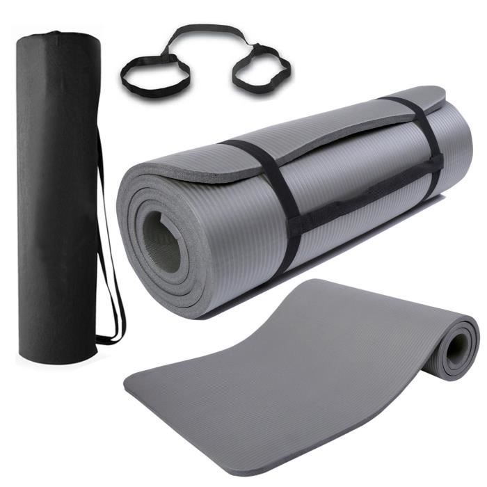 15mm Épais Tapis de yoga Pilates d'équipement de fitness d'exercice de gymnastique antidérapant - Carrier - (Gris)
