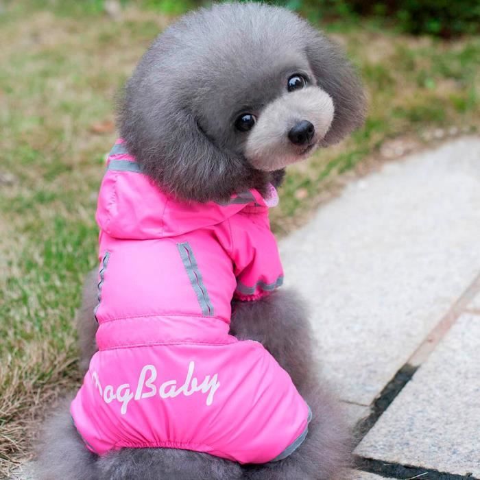 Manteau Blouson,Nouveau petit chien imperméable hiver chien vêtements imperméable veste manteau réfléchissant - Type Rose 01-XL