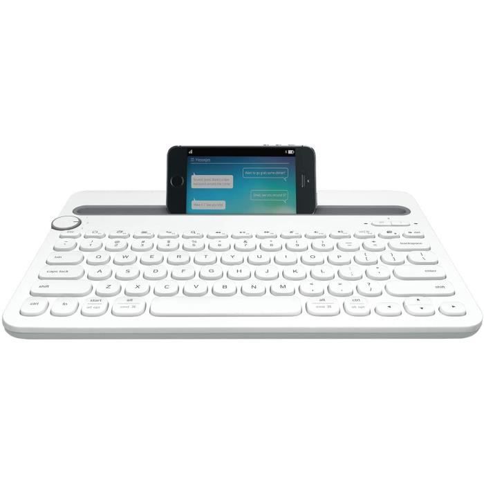 Logitech K480 Clavier -Bluetooth sans fil-QWERTY-Blanc