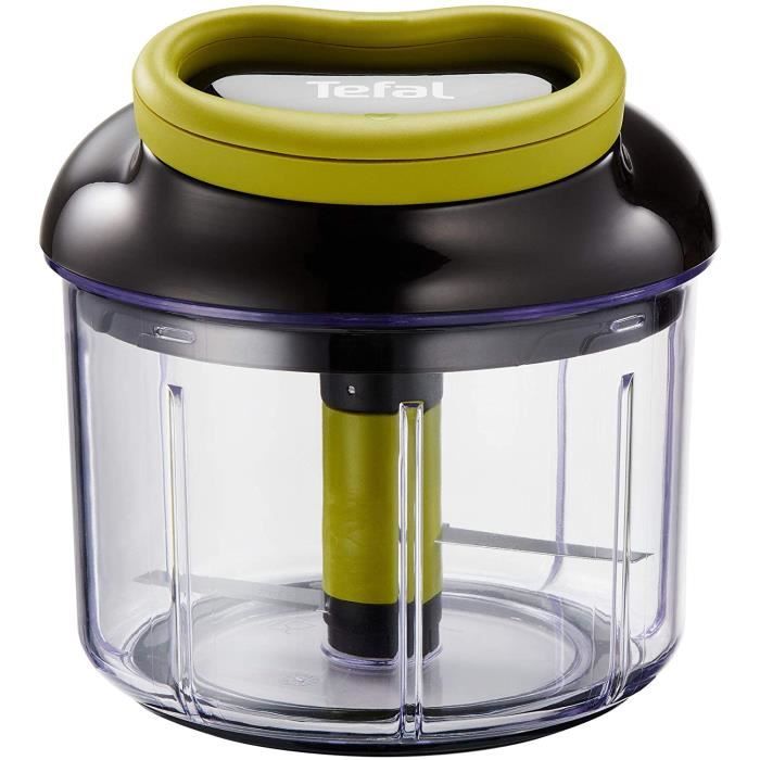 Tefal K1320404 Hachoir Manuel 5 Secondes 900 ml Hacher Découper et Mixer Légumes Viandes Noix Oignons Grâce à ses Lames en Acier Ino