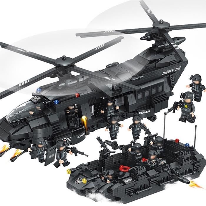 paquet 1351 pièces grand modèle blocs de construction Kits SWAT équipe Transport hélicoptère ville Police jouets pour cadeau
