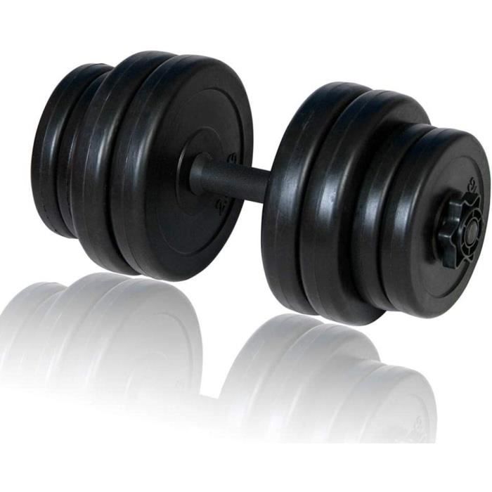 BARRE HALTERE POIDS vidaXL Haltère 15 kg Revêtement Plastique Barre et Poids Musculation Exercice90
