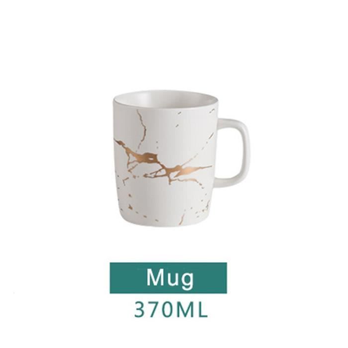 Service À Thé - Café,Marbre céramique tasse à café soucoupe cuillère ensemble 370ml nordique - Type 370ml White