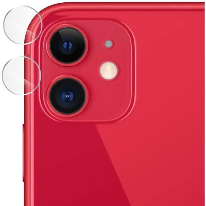 2x Films Protection Caméra Apple iPhone 11 Verre Trempé Anti-trace Transparent Blanc