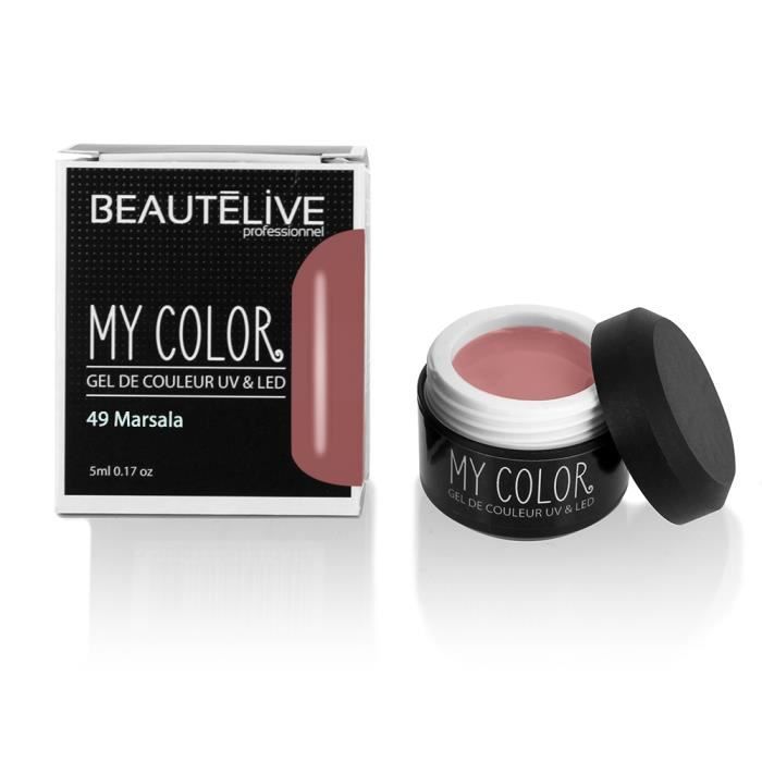 Beautélive Gel de couleur ongles UV et LED 49 - Marsala , Pot Gel 5ml Ongle