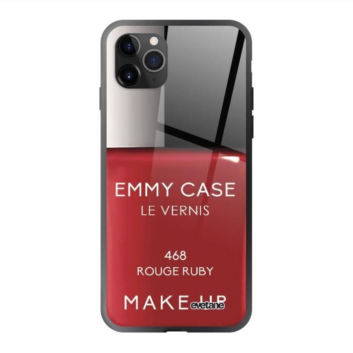 Coque en verre trempé Apple iPhone 11 Pro Vernis Rouge Ecriture Tendance et Design Evetane