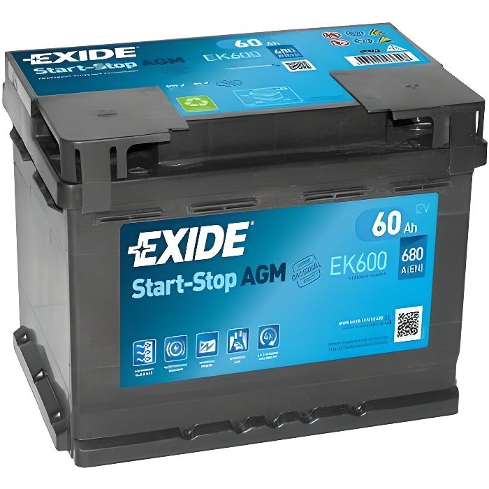 Batterie auto EXIDE AGM 60 Ah 680 A Start & Stop