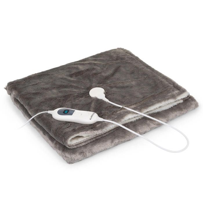 Klarstein Dr. Watson SuperSoft Couverture chauffante douillette 180x130cm - micro fibre lavable en machine - 120W - crème & gris