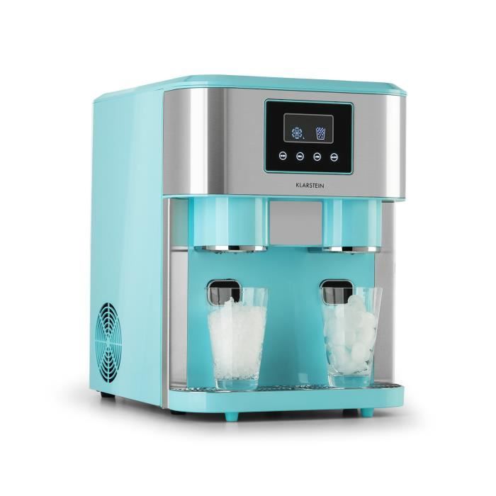 Machine à glaçons - Klarstein Eiszeit Crush - 15 > 18 kg-24h, réservoir 1,8L, 2 tailles de glace pilée - Bleu