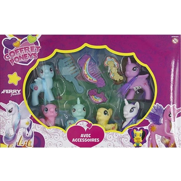 Coffret poneys à coiffer et accessoires pour fille Modèle aléatoire lot de 3 grand poneys ou lot de 6 petit poneys