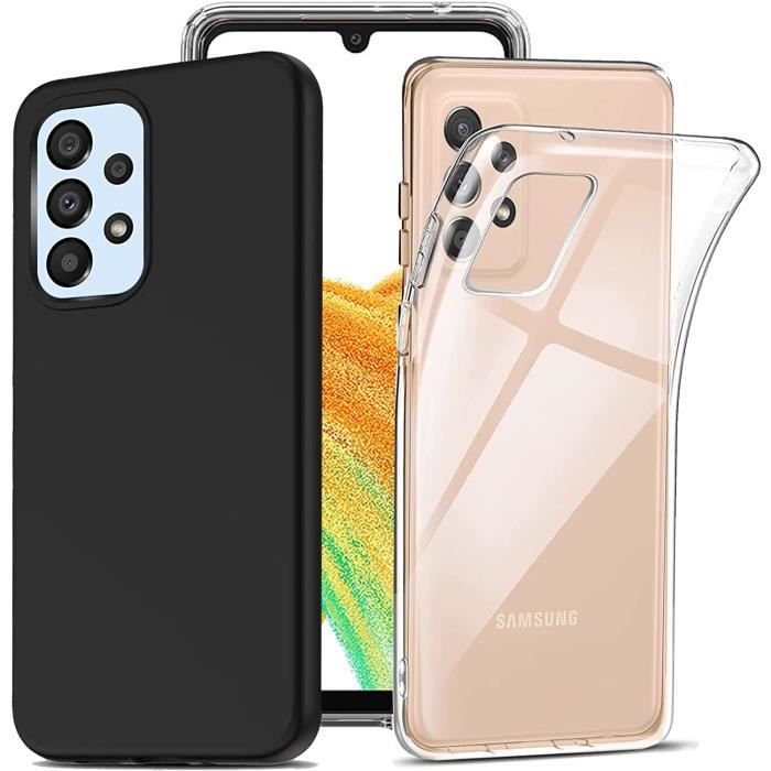 lot 2x coque GALAXY A33 5G Anti-chocs bords renforcés en silicone noir transparente