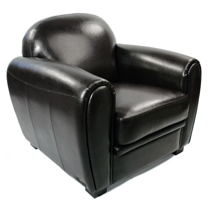 Fauteuil Club cuir noir - cuir de vachette