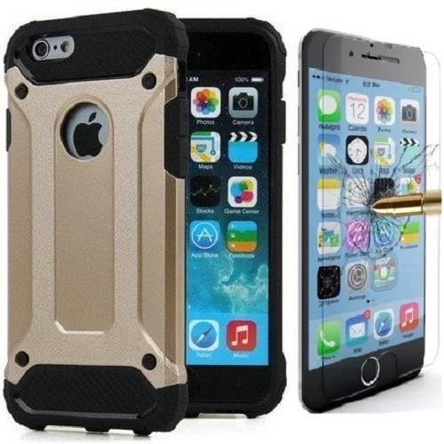 Coque Antichoc iPhone 8 PLUS Or + Verre trempé