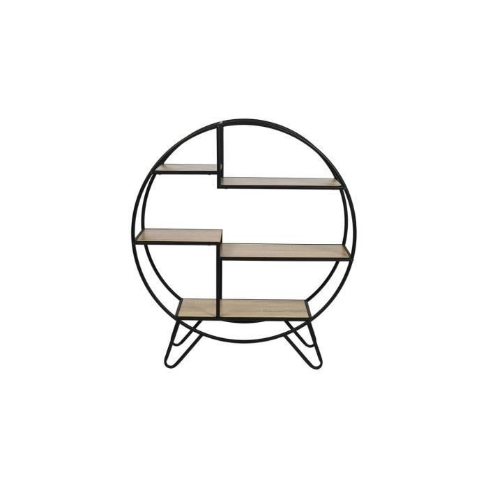 Étagère Ronde Métal Bois 3 Niveaux - Ostaria 80 x 25 x 90 Naturel