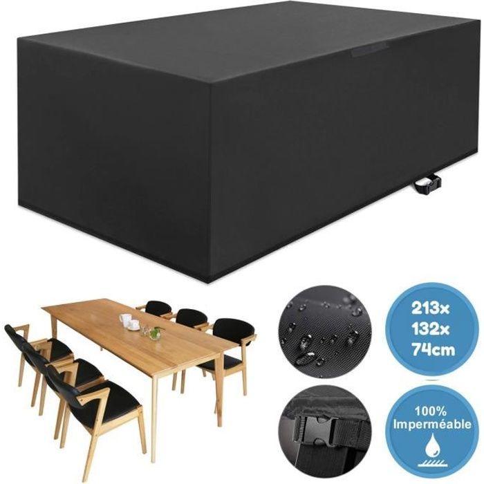 Housse Salon de Jardin Bâche de Protection 210D Housse Table Imperméable Anti-UV Imperméables 213x132x74cm