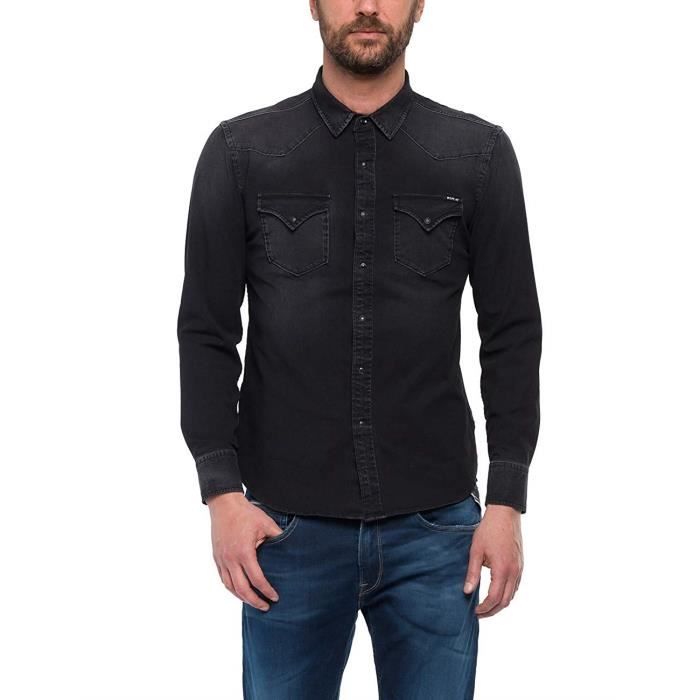 Replay M4001 .000.41b 337 Chemise en Jean, Noir (Black 98), X-Small Homme - M4001 .000.41B 337-98