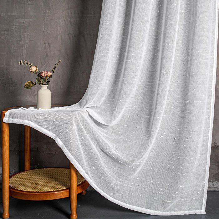 Rideau Lin GAIFNAG 60x120cm - Translucide, Œillets, Blanc, Lavable