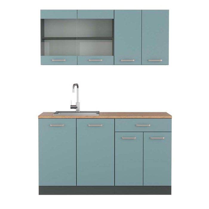 Cuisine R-Line 140cm PT Chêne Bleu-gris/Anthracite Vicco 42932 Cuisine R-Line 140cm PT Chêne Bleu-gris/Anthracite Vicco 42932