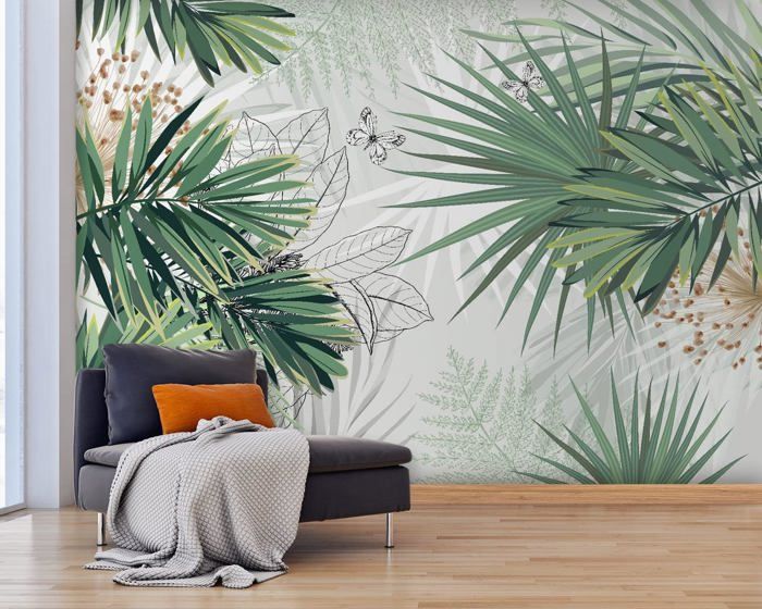 Papier Peint Jungle 350x250cm Tropiques Palmiers Feuillage Arbres ...